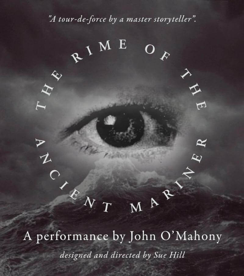 Poster for The Rime Of The Ancient Marine, featuring an eye above a wave encircled by text of the show name.